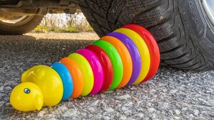 Crushing Crunchy & Soft Things by Car! EXPERIMENT CAR vs RAINBOW TOWER RING