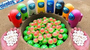 Watermelon vs Coca Cola Light, Fanta, Pepsi, Sprite, Mirinda, Soda and Mentos Underground | Among Us