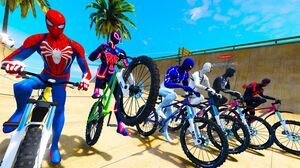 Team Spiderman super save Among Us - Homem Aranha Carros e Bicicletas GTA V Mods