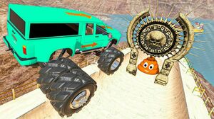 BeamNG.drive - Cars Jumping through Skull Gates | Crazy Vehicle Huge Jumps and Crashes #156