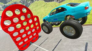 BeamNG.drive Game - Crazy Cars Jumping Over Holey Among Us Pop-it | Random Vehicles Crashes