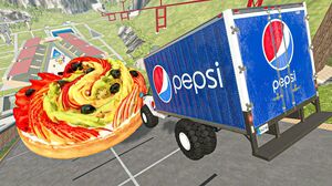 BeamNG.drive - Epic Death Falls Jump Crashes Over Giant Fruit Cake | Satisfying Cars Crashes