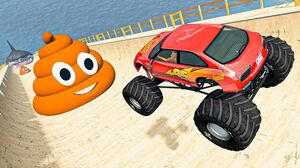 Monster Trucks Potholes Flatbed Long Trailer Truck Car Rescue - Cars vs Deep Water - Beamng.Drive