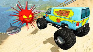 BeamNG Drive Crazy Vehicle High Speed Jumping Over Red Virus And Crashes In Water Shark | Good Cat