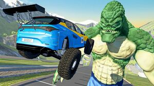 BeamNG Drive Game - Crazy Cars Jumping Over Killer Croc | Random Cars Crashes & Fails Compilation