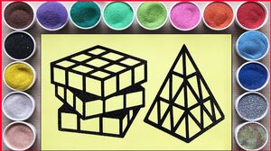 Tô màu tranh cát rubik 7 sắc cầu vồng  - Learn colors, sand painting rubik (Chim Xinh)