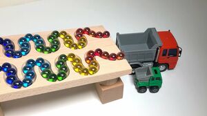 マーブルランレースASMR　ダンプトラック6　Dump Truck6　ミニダンプも　HABAスロープとクアドリラとくみくみスロープのロングコース