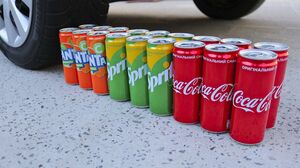 Experiment Car vs Coca Cola, Fanta, Sprite, M&M in Slime | Crushing Crunchy & Soft Things by Car!