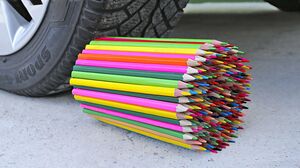 Experiment Car vs Wooden Crayons, Wooden Pencils | Crushing Crunchy & Soft Things by Car | Best Test