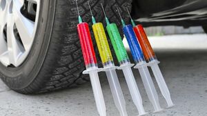 Experiment Car vs Rainbow Syringes with Orbeez | Crushing Crunchy & Soft Things with Car!