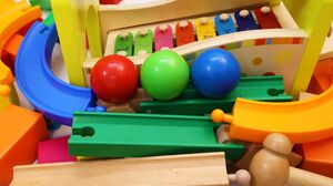 Marble Run Race ASMR Wooden Hammer Balls Rolling Windmill Slope