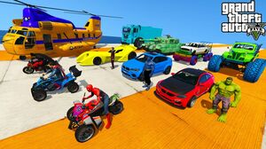 GTA V Stunts Hard Double Ramps With Trevor, Funny Chimp By Bikes, Sport Cars & Trucks GTA V Mods