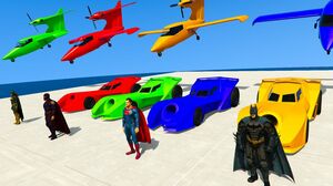 باتمان سوبرمان والابطال تحدي ركوب الطائرة والسيارة الخارقة  superheroes driving planes and supercars