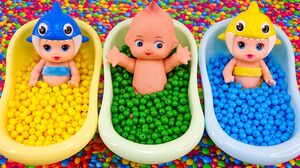 Satisfying Video l Mixing Colors Beads with 3 Bathtub Cutting ASMR #248 Bon Bon