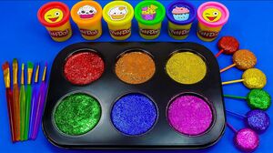 Satisfying Video l Playdoh Rainbow Lollipop Candy With Color Tray Glitter ASMR #204 Bon Bon