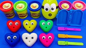 Satisfying Video l Making Playdoh Rainbow Heart Mold Cutting ASMR #149 Bon Bon