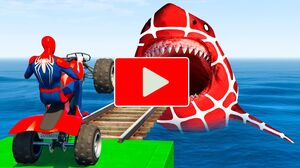RAINBOW SPIDER MAN on Motorcycle in Spiral Bridge