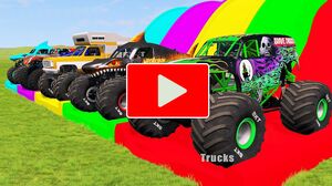 Triple Flatbed Trailer Monster Trucks Transport with Slide Color