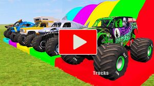 Triple Flatbed Trailer Monster Truck Transport with Slide Color