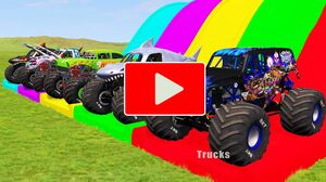 Triple Flatbed Trailer Monster Trucks with Slide Color