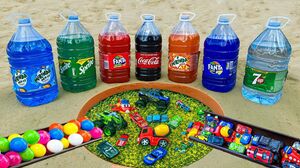 Racing Cars VS Marble Run Race ASMR, Haba Slope with MCQUEEN, Balls, Coca Cola, Fanta, Sprite,Mentos