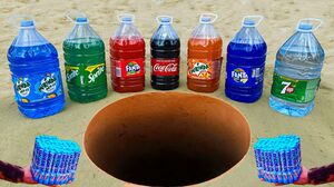 EXPERIMENT : Big Fanta, Coca Cola, Sprite, Pepsi, Mirinda, 7up vs Mentos Underground