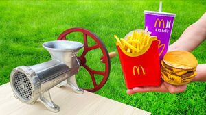 EXPERIMENT : McDonald’s burger and fries vs MeatGrinder