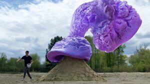 EXPERIMENT : Big Purple Eruption Volcano Toothpaste From Coca-cola ,Fanta , Mirinda and MENTOS