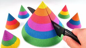 Satisfying Video l How To Make Kinetic Sand Pyramid Cutting ASMR RainbowToyTocToc